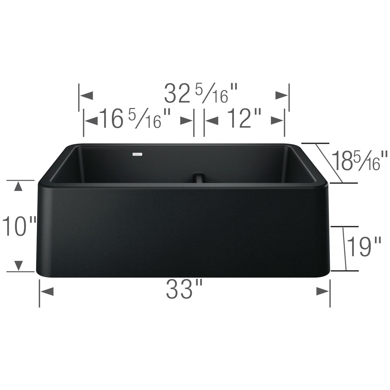 Blanco 402525 Ikon 33" Apron Low Divide in Coal Black