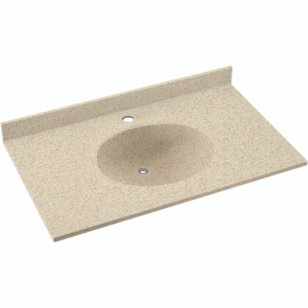 Solid Surface 31-in x 19-in Integral Single Sink Bathroom Vanity Top in Bermuda Sand