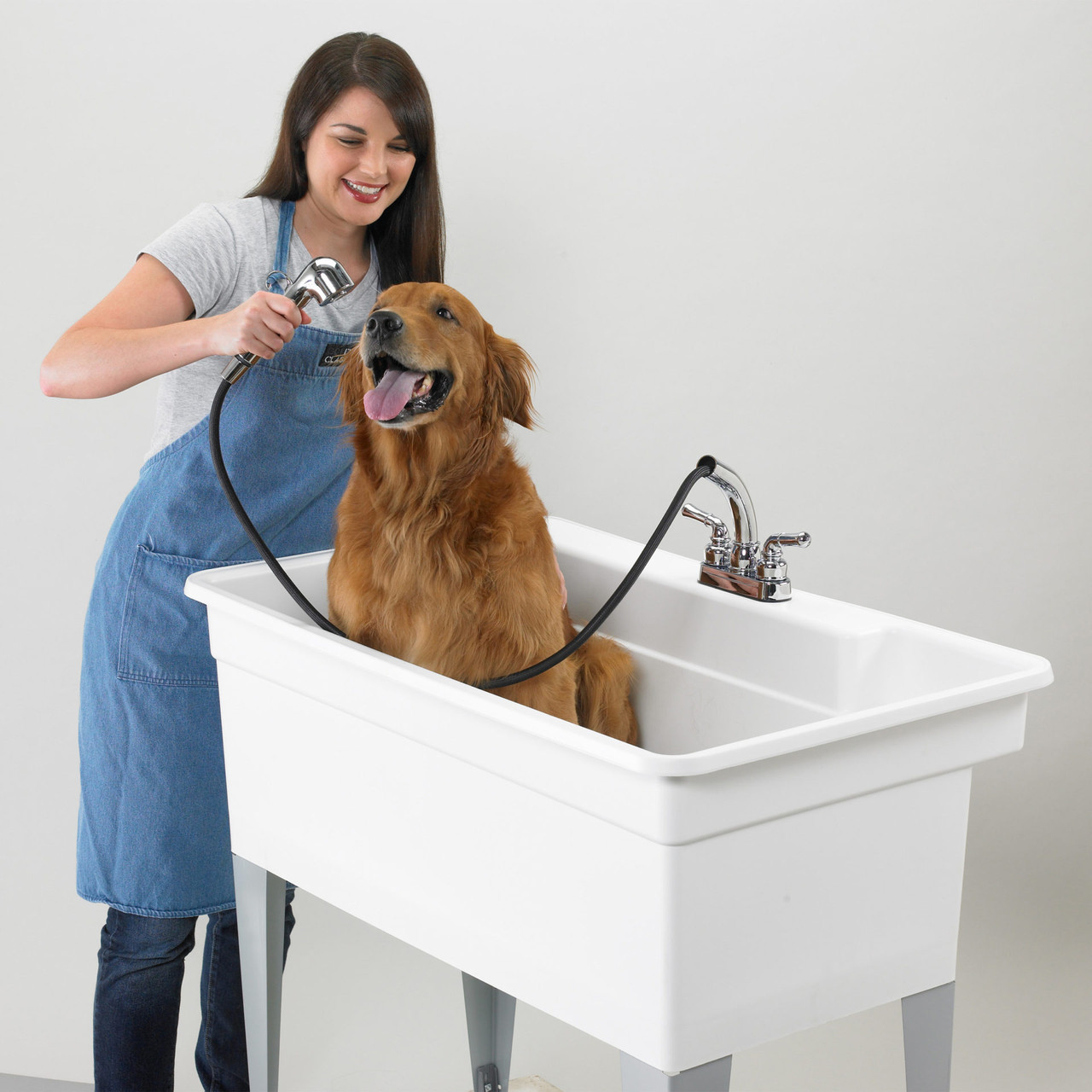 Mustee 28CF-10 25-in L x 40.2-in W x 34-in H Bigtub utilitub laundry tub combo kit