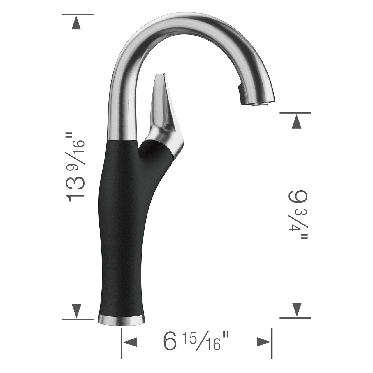 Blanco 526387 Artona Single-Lever Pull-Down Bar Faucet with 1.5 GPM in Coal Black/Stainless