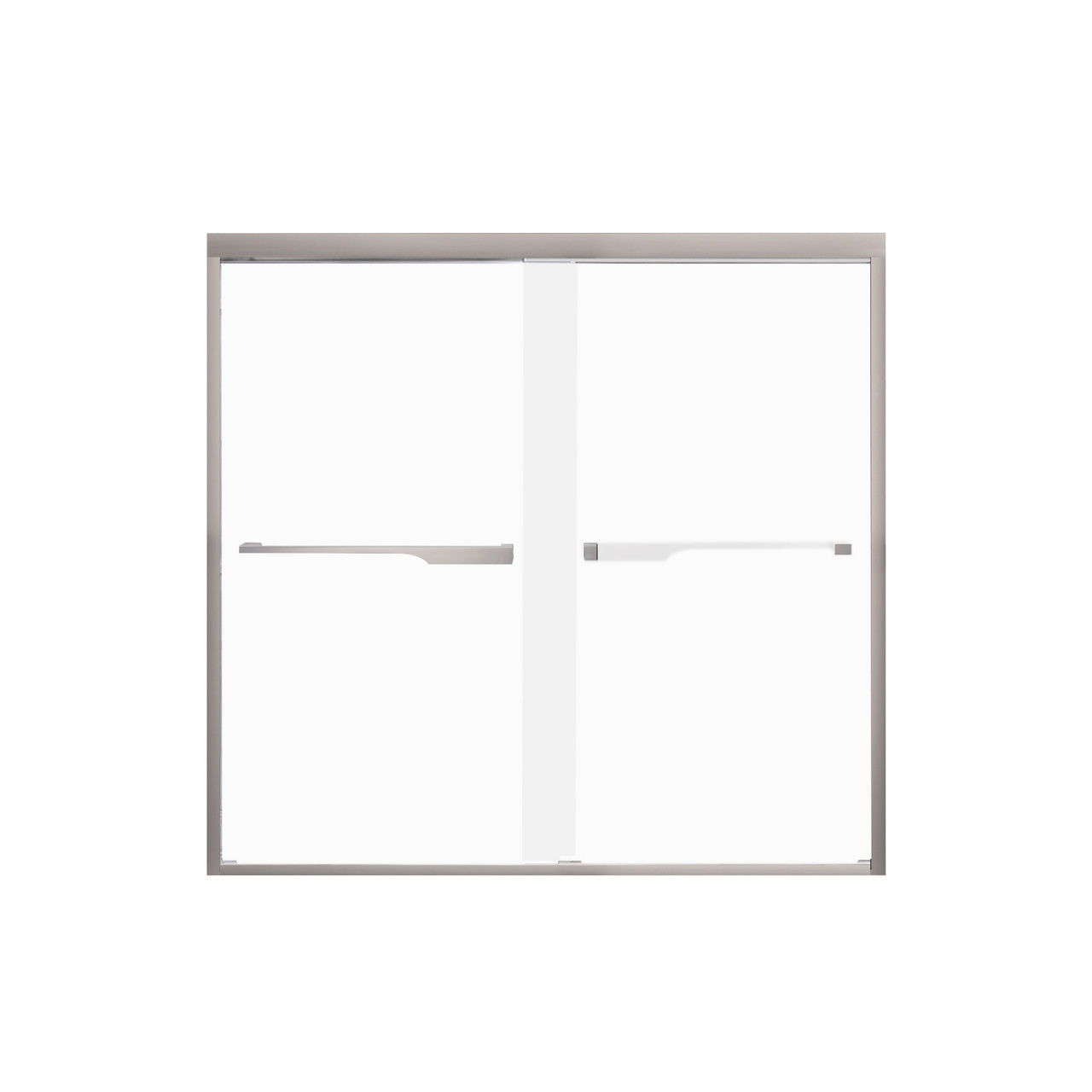 Transolid FBPT605808F-J-BN Frederick 57.75-59 in. W x 58 in. H Semi-Frameless Bypass Shower Door in Brushed Stainless with Frosted Glass