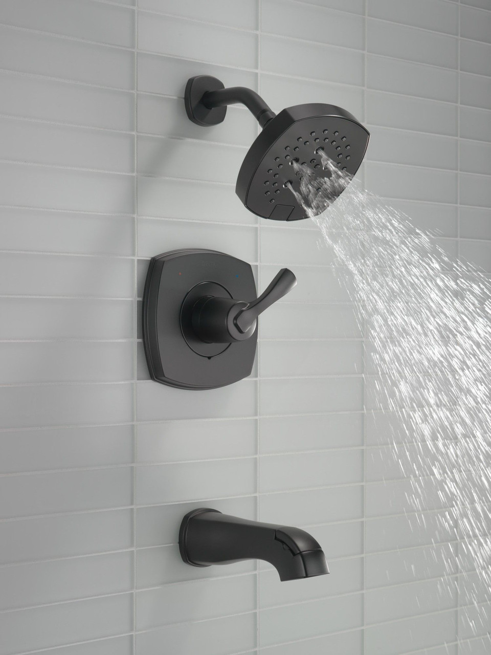 Delta T14476-BL Stryke 14 Series Tub and Shower, Matte Black