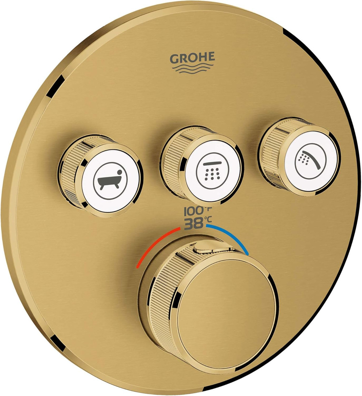 Grohe 29138GN0 Grohtherm Triple-Function Shower Thermostatic Valve Trim Kit, Brushed Cool Sunrise