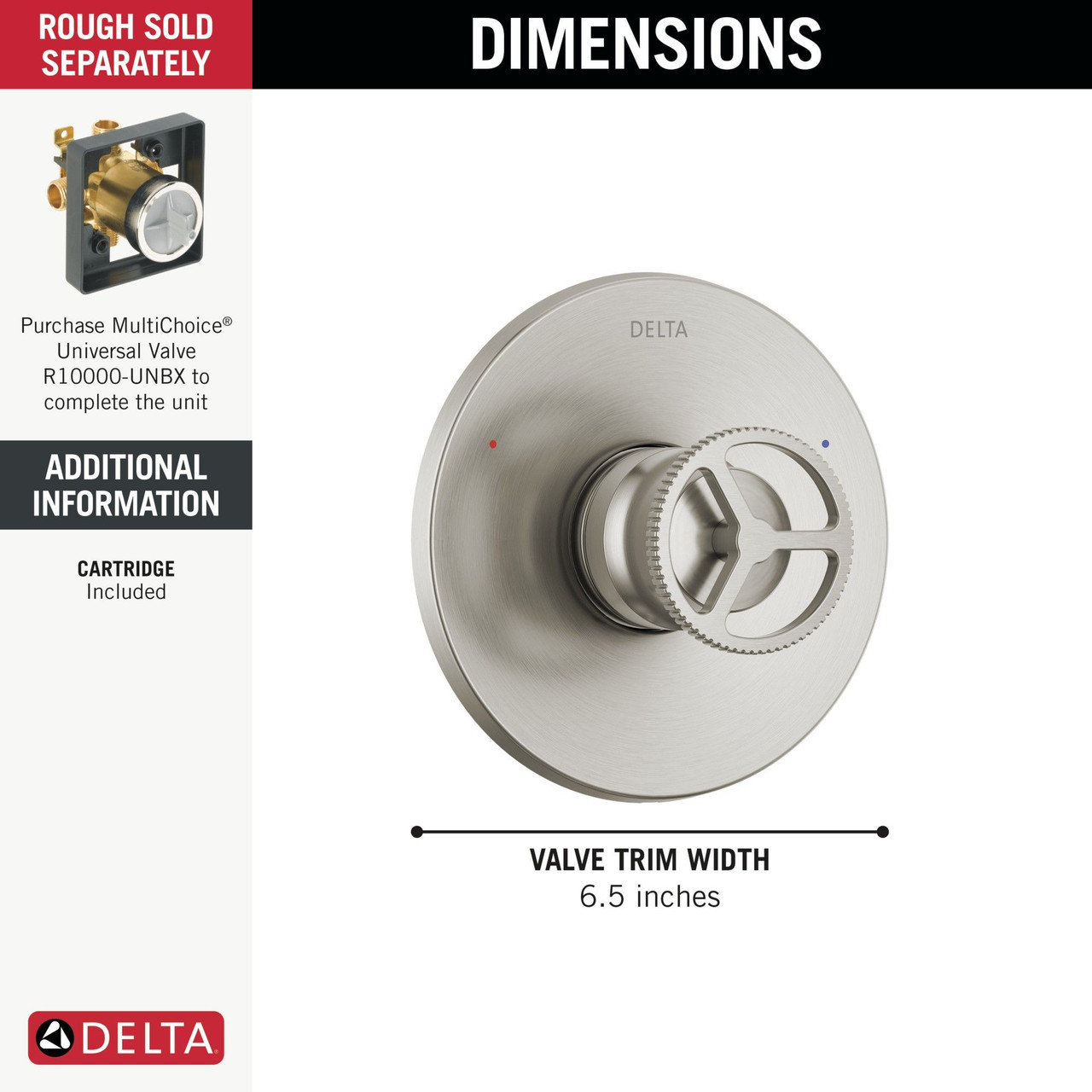 Delta T14058-SS Trinsic Monitor 14 Series Valve Only Trim, Stainless