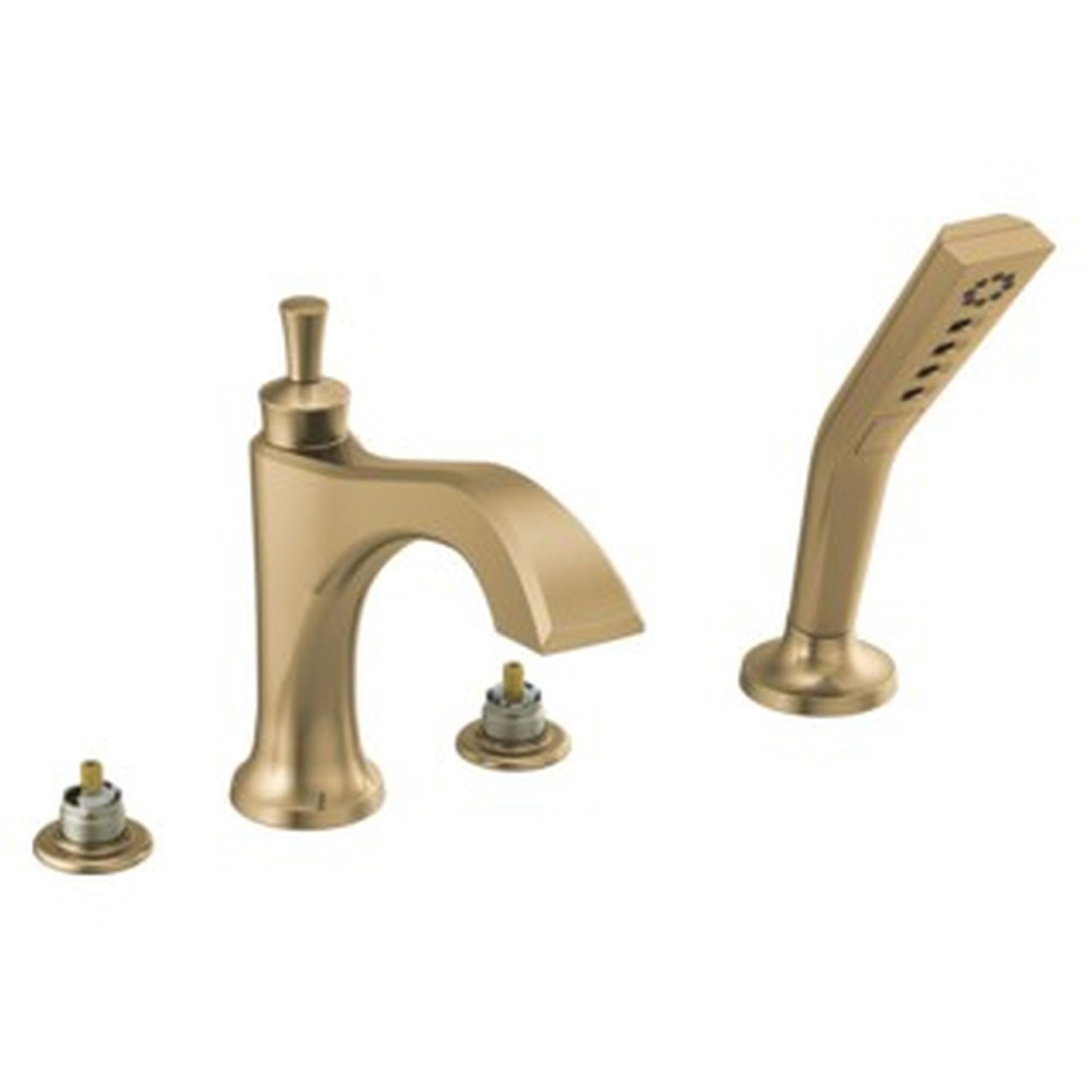 Delta T4756-CZLHP Dorval Delta Dorval Roman Tub with Hand Shower Trim-Less Handles, Champagne Bronze