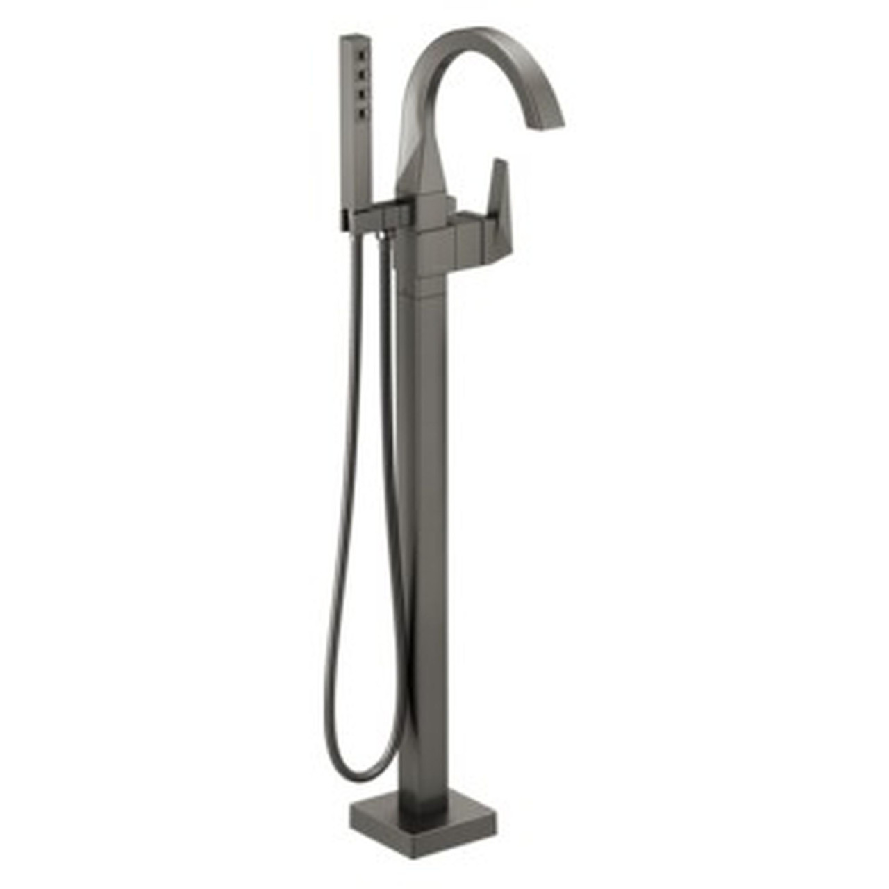 Delta T4746-KS-PR-FL Trillian Delta Trillian Single Handle Floor Mount Tub Filler Trim, Lumicoat Black Stainless