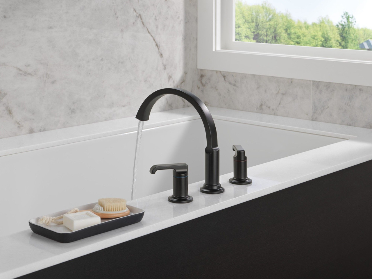 Delta T2788-BLLHP Tetra Delta Tetra Roman Tub Trim, Matte Black