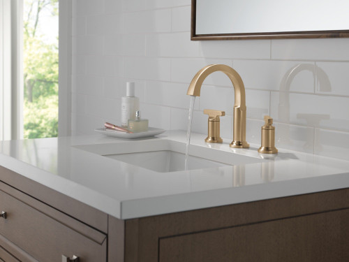 Delta 355887-CZ-PR-DST Tetra Two Handle Widespread Bathroom Faucet, Lumicoat Champagne Bronze