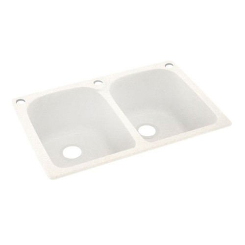 33-in D x 22-in W x 10.5-in H Solid Surface Dual Mount Double Bowl Kitchen Sink with 3-Hole in Tahiti Ivory