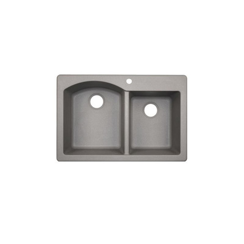 33-in D x 22-in W x 9.5-in H Granite Dual Mount Double Bowl Kitchen Sink with 1-Hole in Metallico