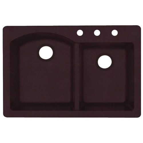 33-in D x 22-in W x 9.5-in H Granite Dual Mount Double Bowl Kitchen Sink with 3-Hole in Espresso