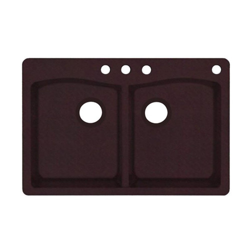 33-in D x 22-in W x 9.063-in H Granite Dual Mount Double Bowl Kitchen Sink with 4-Hole in Espresso