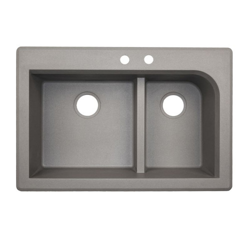 33-in D x 22-in W x 9.5-in H Granite Dual Mount Double Bowl Kitchen Sink with 2-Hole in Metallico
