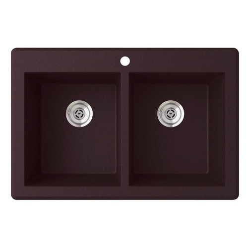 33-in D x 22-in W x 9.563-in H Granite Dual Mount Double Bowl Kitchen Sink with 1-Hole in Espresso