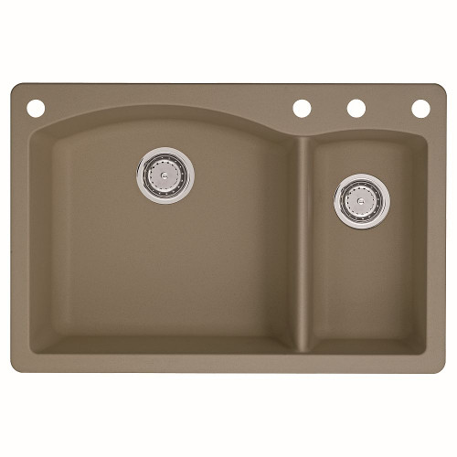 Blanco 441282-4 22-In X 33-In Double-Basin Granite Drop-In Or Undermount 4-Hole Residential Kitchen Sink in Truffle