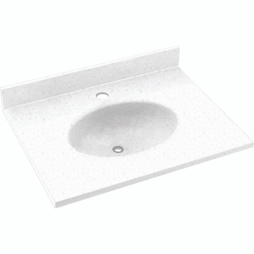 Solid Surface 19-in x 17-in Integral Single Sink Bathroom Vanity Top in Arctic Granite