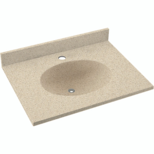 Solid Surface 19-in x 17-in Integral Single Sink Bathroom Vanity Top in Bermuda Sand