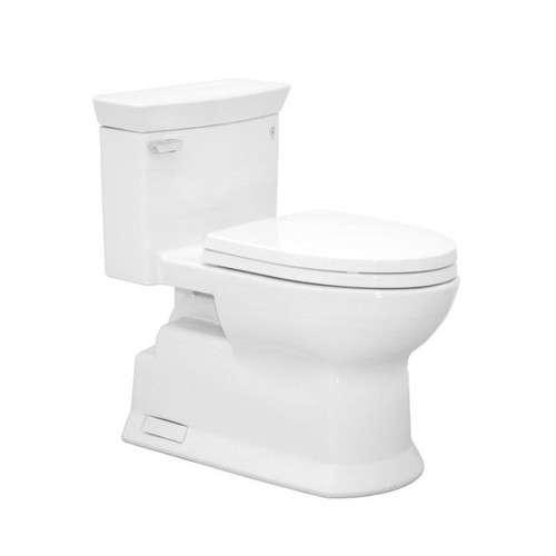 One Piece Elongated 1.28 GPF ADA Toilet with Double Cyclone Flush System and SanaGloss - Soft Close Seat Included in Cotton