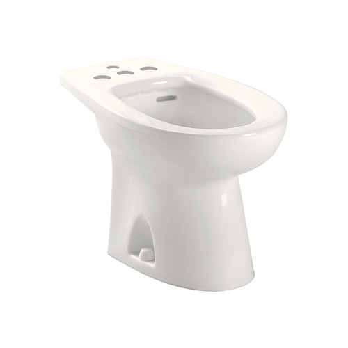 Floor Mounted Porcelain Bidet - Four Hole Faucet Drilling in Colonial White