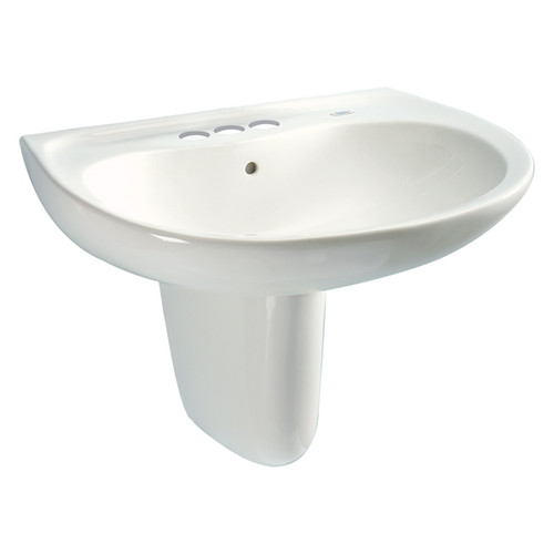 Toto LHT242.4G#11 26-in Wall Mounted Bathroom Sink with 3 Faucet Holes Drilled, Overflow and SanaGloss Ceramic Glaze in Colonial White