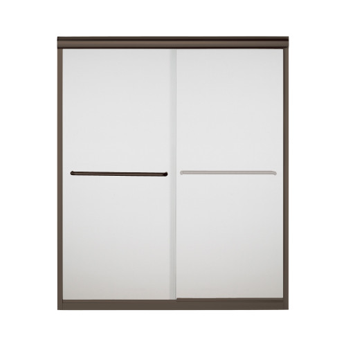 54.625-in to 59.625-in W x 70.0625-in H Frameless Sliding Shower Door in Deep Bronze with Frosted Glass Pattern