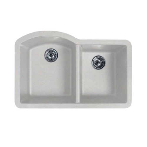 32-in D x 21-in W x 9.5-in H Granite Undermount Double Bowl Kitchen Sink with 1-Hole in Granito