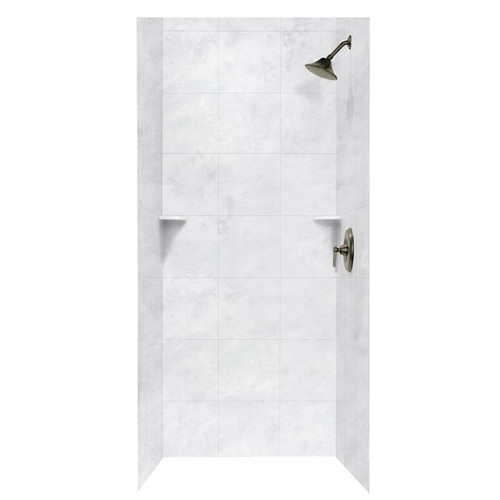 36-in D x 36-in W x 72-in H Solid Surface Bath Wall Surround in Ice
