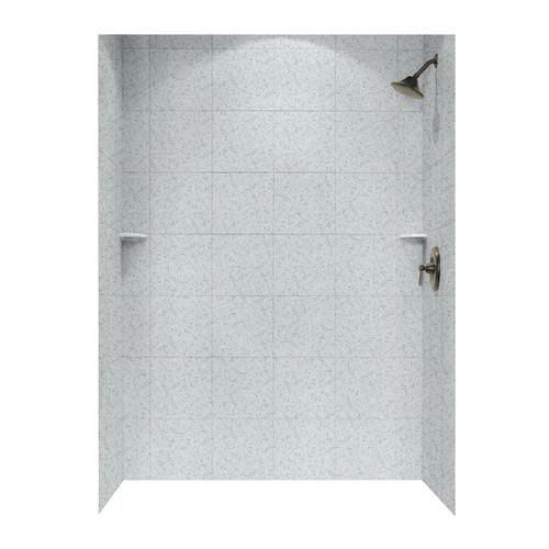 36-in D x 62-in W x 72-in H Solid Surface Bath Wall Surround in Tahiti Gray