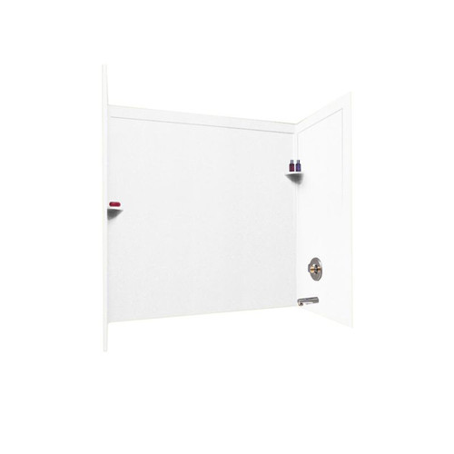 32-in D x 60-in W x 60-in H Solid Surface Bathtub Wall Kit in White