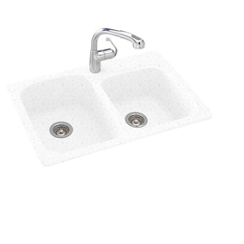 33-in D x 22-in W x 9-in H Solid Surface Dual Mount Double Bowl Kitchen Sink with 1-Hole in Arctic Granite