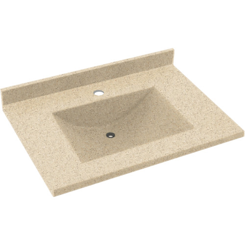 Composite 25-in x 22-in Integral Single Sink Bathroom Vanity Top in Bermuda Sand