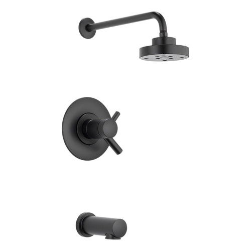 Thermostatic Tub and Shower Trim in Matte Black Finish