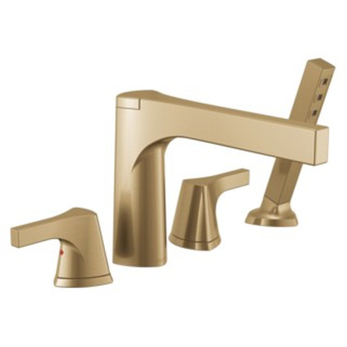 Delta T4774-CZ Zura Delta Zura 4-hole Roman Tub with Handshower Trim, Champagne Bronze