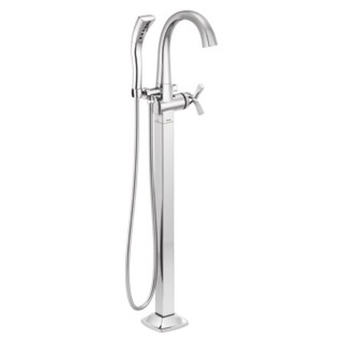 Delta T47776-FL Stryke Delta Stryke Single Handle Floor Mount Tub Filler Trim, Chrome