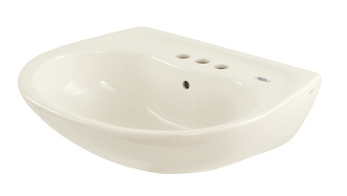 Toto LT241.4G#11 22-7/8-in Wall Mounted Bathroom Sink with 3 Faucet Holes Drilled, Overflow and SanaGloss Ceramic Glaze in Colonial White