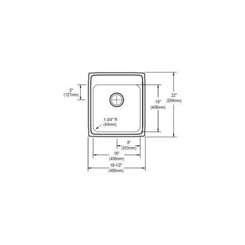 19-1/2" x 22" x 6-1/2" 18 Gauge Stainless Steel Single Bowl Drop-in ADA Kitchen Sink with Rear Center Drain and 3 Faucet Holes in Lustrous Satin 19-1/2" x 22" x 6-1/2" 18 Gauge Stainless Steel Single Bowl Drop-in ADA Kitchen Sink with Rear Center Drain and 3 Faucet Holes in Lustrous Satin