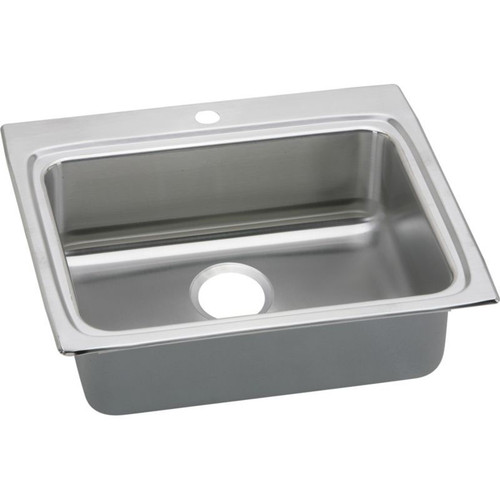 25" x 22" x 6" 18 Gauge Stainless Steel Single Bowl Drop-in ADA Kitchen Sink with 1 Faucet Hole in Lustrous Satin