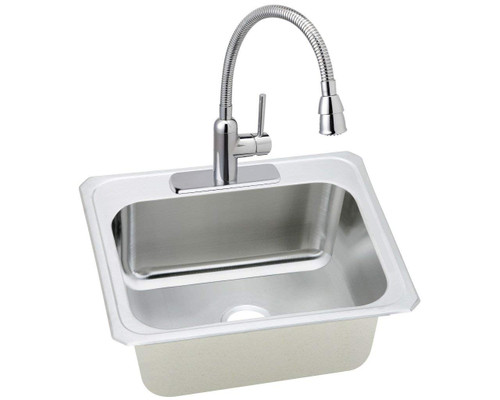 25" x 22" x 12-1/4" 20 Gauge Stainless Steel Single Bowl Drop-in Sink and Faucet Kit in Brushed Satin