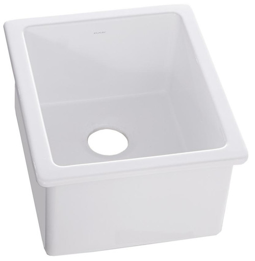 16-3/8" x 18-7/8" x 10-1/8" Fireclay Single Bowl Undermount Bar Sink in White