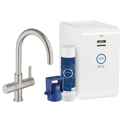 Grohe 31251DC2 Blue Chilled and Sparkling Starter Kit in SuperSteel Infinity