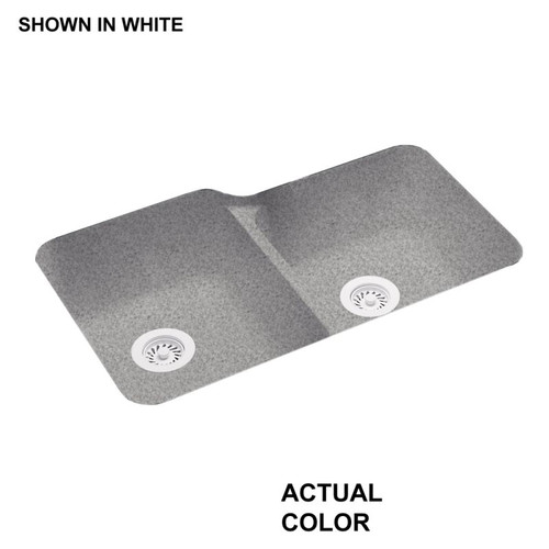 32.75-in D x 21.125-in W x 8.25-in H Solid Surface Undermount Double Bowl Kitchen Sink with 0-Hole in Gray Granite