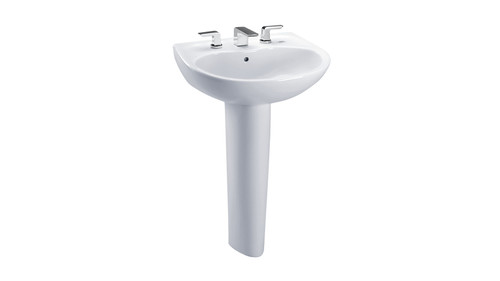 Toto LPT241.4G#01 4-in Faucet Center Pedestal Lavatory with CeFiONtect in Cotton