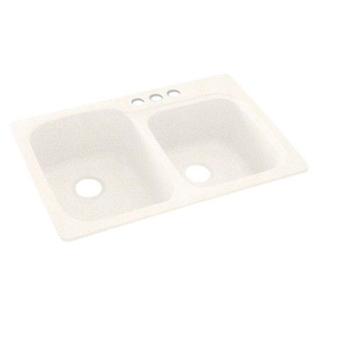 33-in D x 22-in W x 9-in H Solid Surface Dual Mount Double Bowl Kitchen Sink with 3-Hole in Baby's Breath