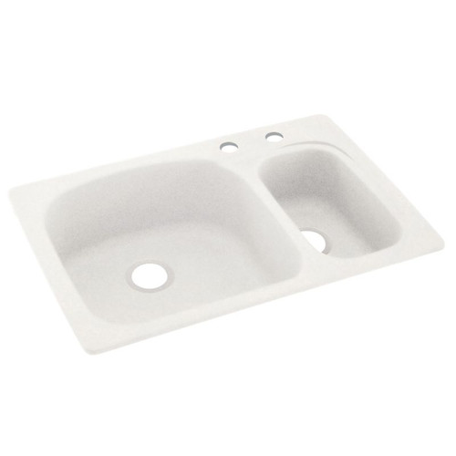 33-in D x 22-in W x 9.75-in H Solid Surface Dual Mount Double Bowl Kitchen Sink with 2-Hole in Tahiti Ivory