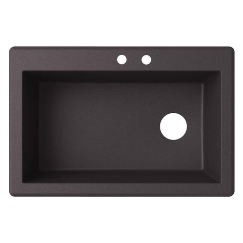 33-in W x 22-in D x 9.5-in H Granite Dual Mount Single Bowl Kitchen Sink with 2-Hole in Nero