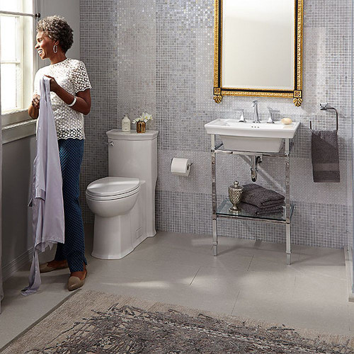 DXV D21460708002.415 Wyatt Console Sink, in Canvas White / Polished Chrome