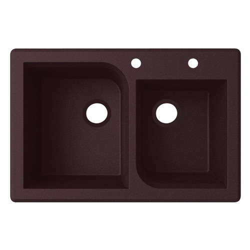 Swan QZ03322RC.170-2B 33-in D x 22-in W x 9.563-in H Granite Dual Mount Double Bowl Kitchen Sink with 2-Hole in Espresso