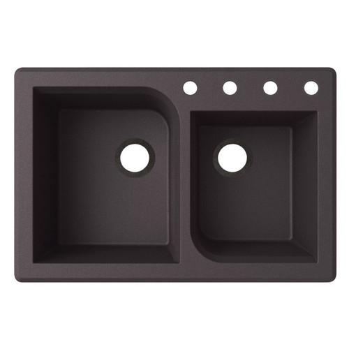 33-in D x 22-in W x 9.563-in H Granite Dual Mount Double Bowl Kitchen Sink with 4-Hole in Nero