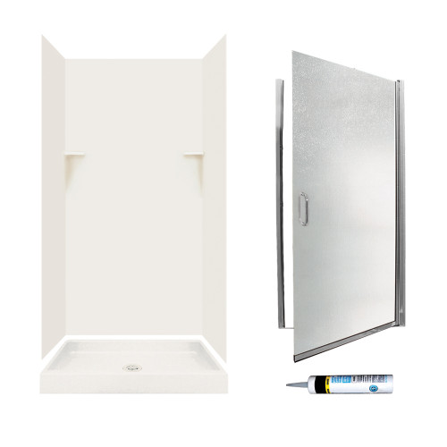 Swan SSP3636018-M34570CR 72-in x 36-in x 36-in 5-Piece Alcove Shower Kit in Bisque
