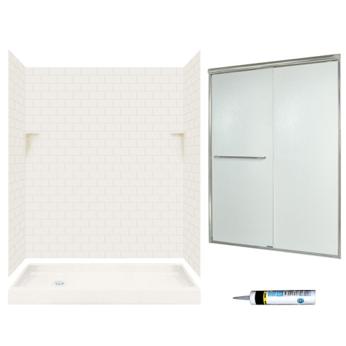 Swan STP326L018-M58570NR 72.5-in x 60-in x 32-in 5-Piece Alcove Shower Kit in Bisque